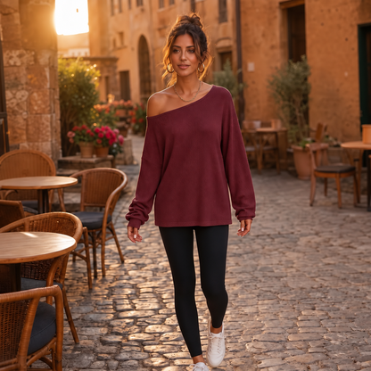 Tunessa – Side-Slit Off-Shoulder Tunic Blouse