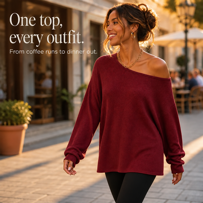 Tunessa – Side-Slit Off-Shoulder Tunic Blouse