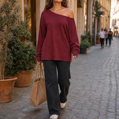 Tunessa – Side-Slit Off-Shoulder Tunic Blouse