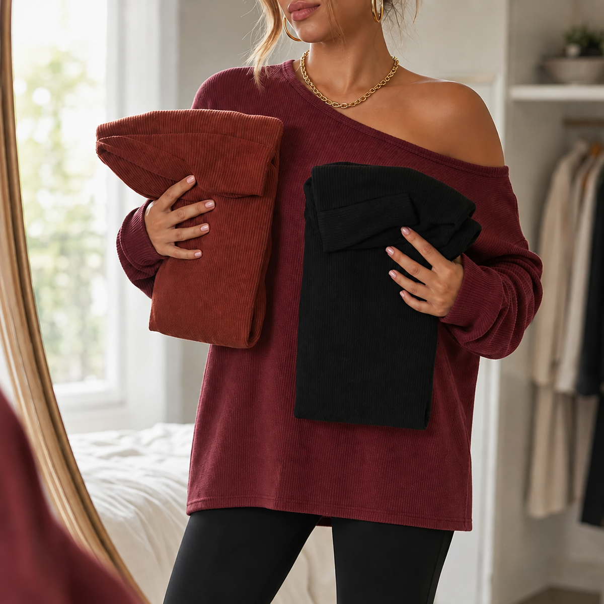 Tunessa – Side-Slit Off-Shoulder Tunic Blouse