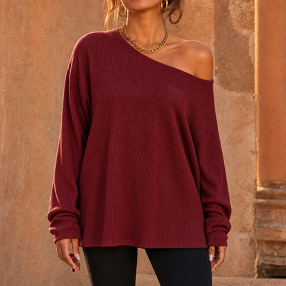 Tunessa – Side-Slit Off-Shoulder Tunic Blouse