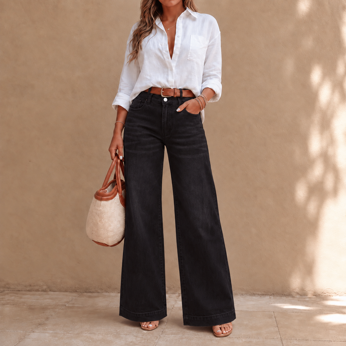 Vintora – High-Rise Wide-Leg Vintage Wash Jeans