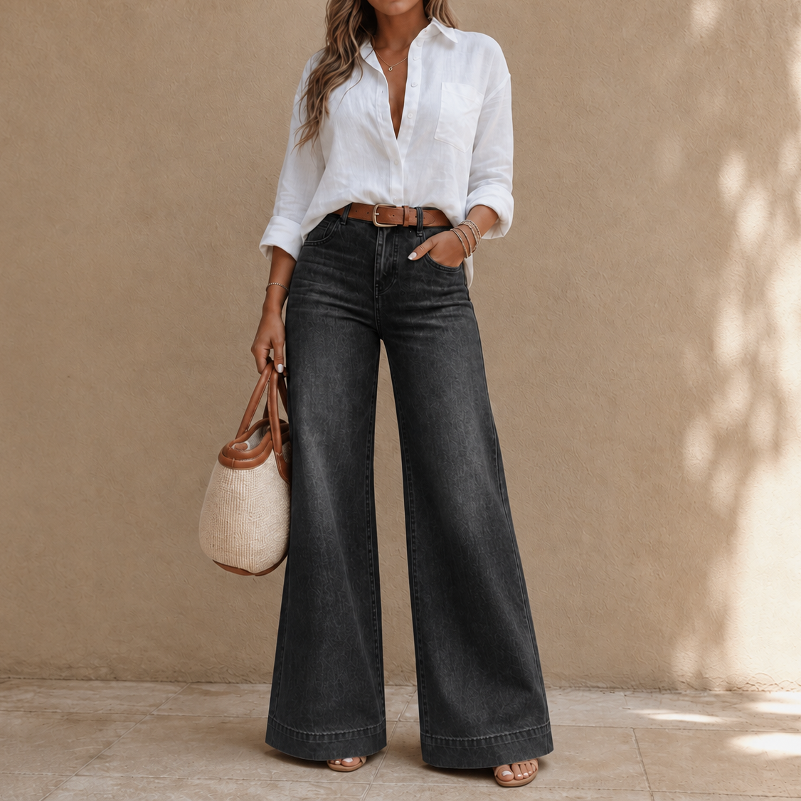 Vintora – High-Rise Wide-Leg Vintage Wash Jeans