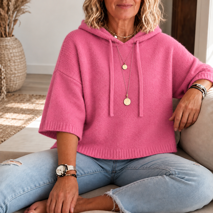 Frayelle – Frayed-Edge Open-Knit Oversized Hoodie
