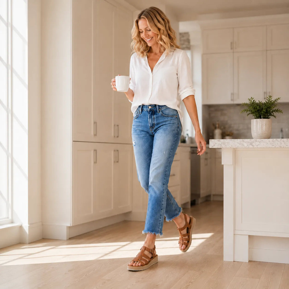 Distressa – Soft Stretch Distressed Cropped Jeans for Women