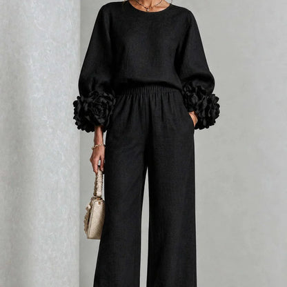 Cufflora – Floral Cuff Wide-Leg Two-Piece Set