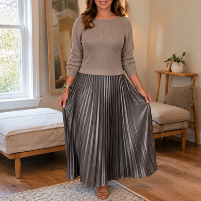 Bodicea – Sweater-Bodice Pleated Maxi Dress