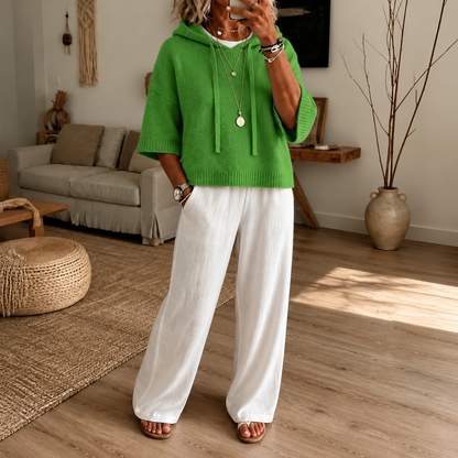 Frayelle – Frayed-Edge Open-Knit Oversized Hoodie