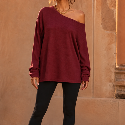 Tunessa – Side-Slit Off-Shoulder Tunic Blouse