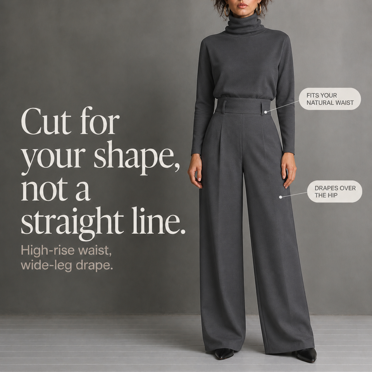 Beltara – High-Waist Turtleneck And Trouser Set With Belt
