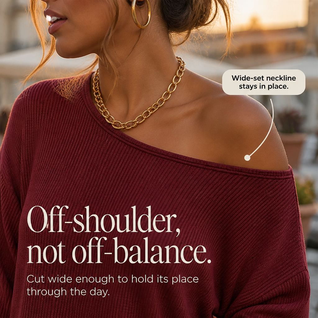 Tunessa – Side-Slit Off-Shoulder Tunic Blouse
