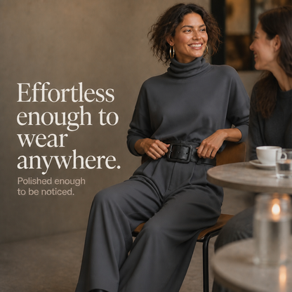Beltara – High-Waist Turtleneck And Trouser Set With Belt