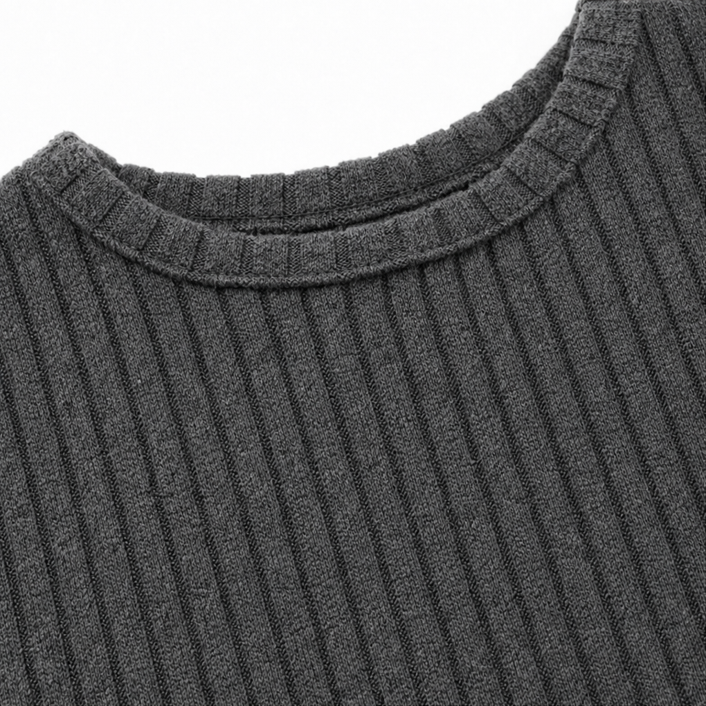 Arlina – High-Waist Ribbed Knit A-Line Midi Dress