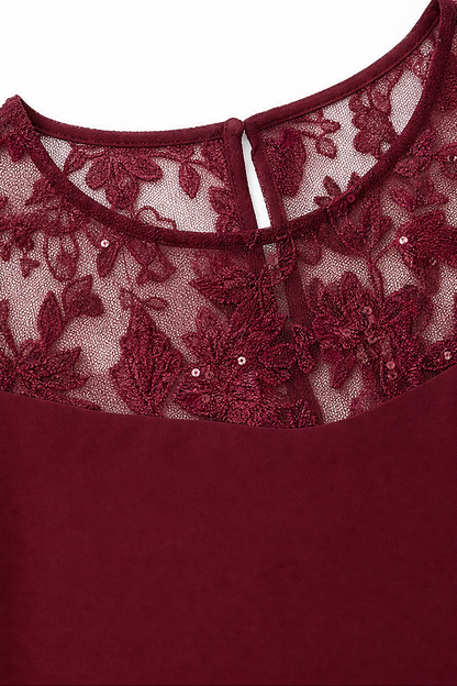 Yokelle – Tiered Lace Yoke High-Waist Midi Dress
