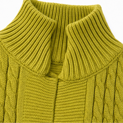 Cablemere – High Collar Cable-Knit Duster Cardigan