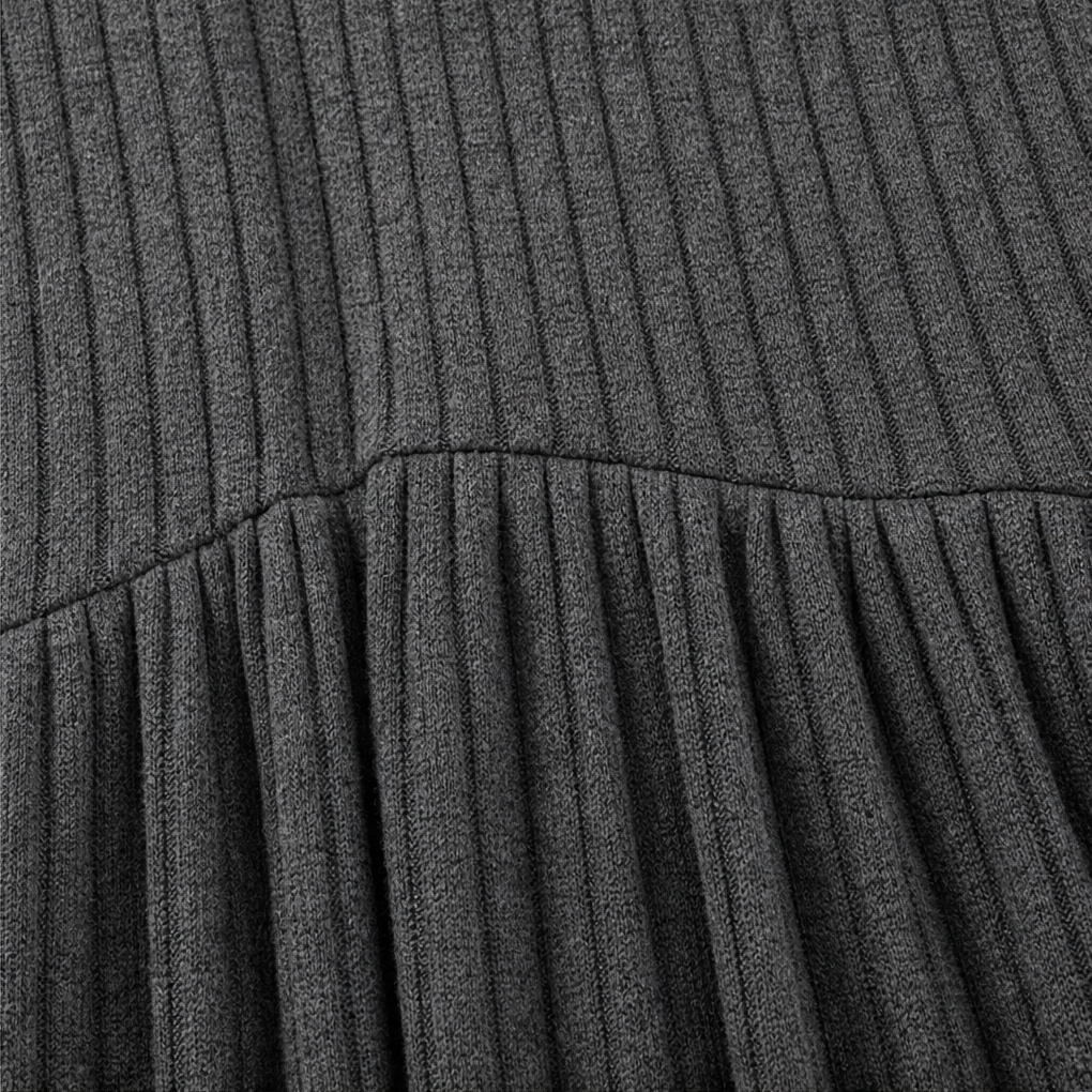 Arlina – High-Waist Ribbed Knit A-Line Midi Dress