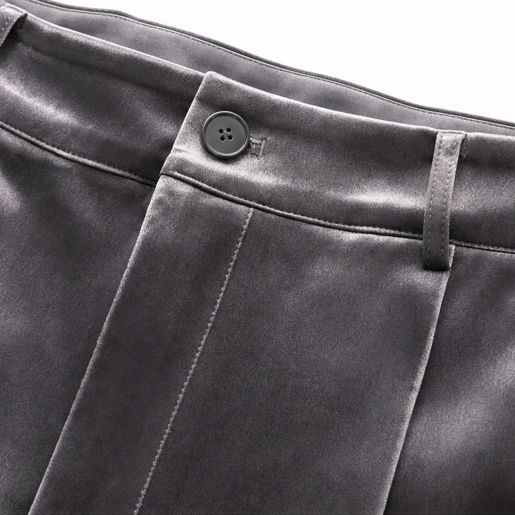 Plushara – Velvet High-Waisted Wide-Leg Trousers