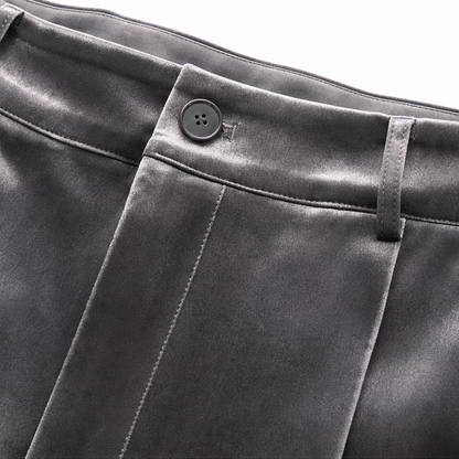 Plushara – Velvet High-Waisted Wide-Leg Trousers