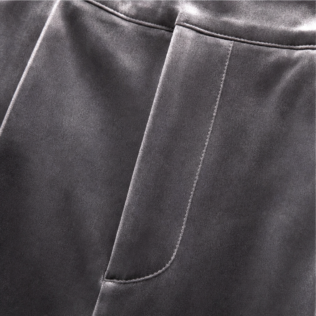 Plushara – Velvet High-Waisted Wide-Leg Trousers
