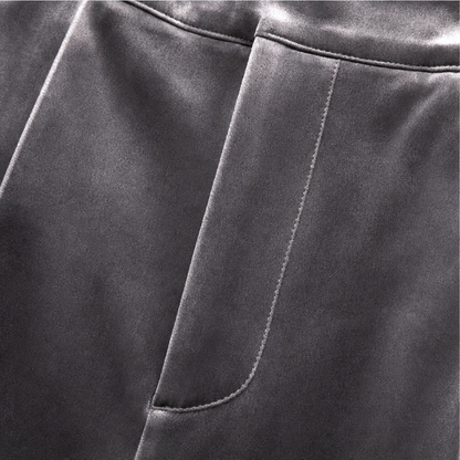 Plushara – Velvet High-Waisted Wide-Leg Trousers