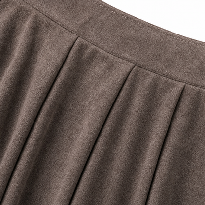 Ambrelle – Asymmetrical Pleated Faux-Suede Skirt Set