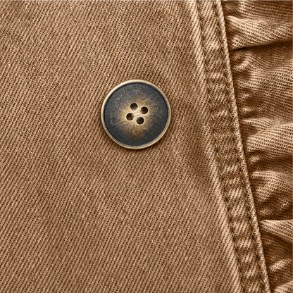 Frillane – Ruffle-Trim Button-Front Denim-Look Jacket