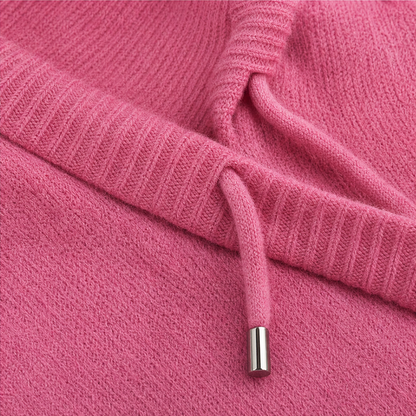 Frayelle – Frayed-Edge Open-Knit Oversized Hoodie
