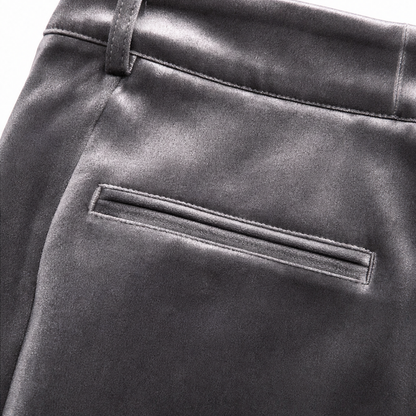 Plushara – Velvet High-Waisted Wide-Leg Trousers