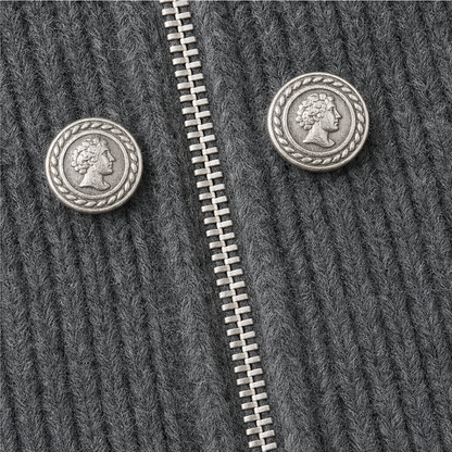 Wearvale – Two-Way Zip High-Neck Knit Cardigan