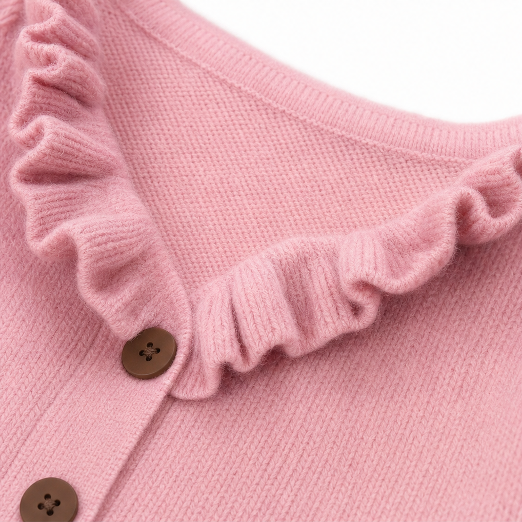 Ruchelle – Ruffle Collar Stretch-Knit Cardigan