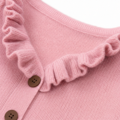 Ruchelle – Ruffle Collar Stretch-Knit Cardigan