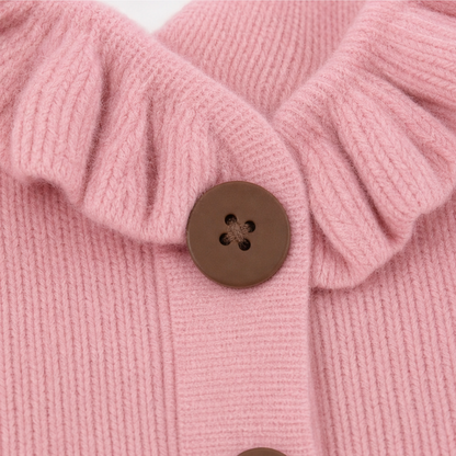Ruchelle – Ruffle Collar Stretch-Knit Cardigan