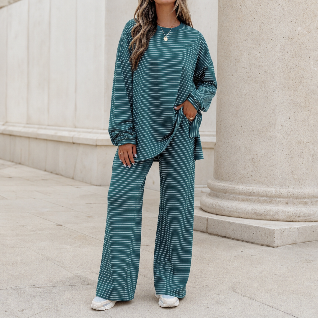 Stripella – Striped Pullover And Wide-Leg Pants Set