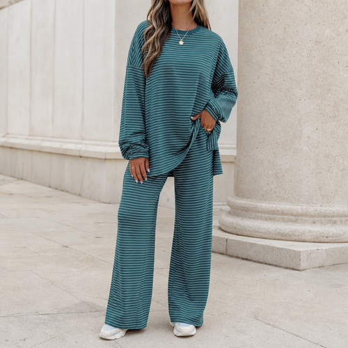 Stripella – Striped Pullover And Wide-Leg Pants Set
