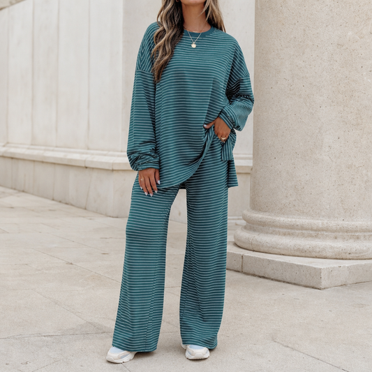 Stripella – Striped Pullover And Wide-Leg Pants Set
