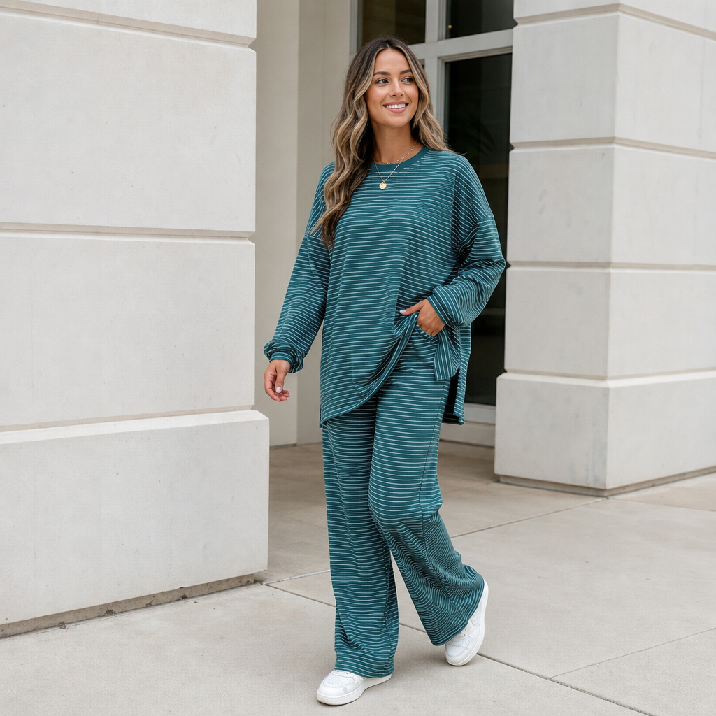 Stripella – Striped Pullover And Wide-Leg Pants Set