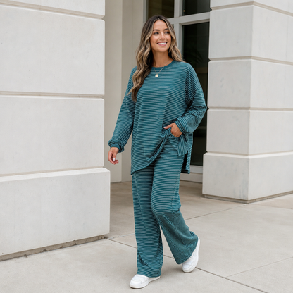 Stripella – Striped Pullover And Wide-Leg Pants Set