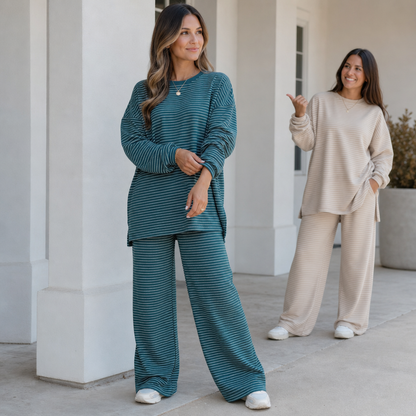 Stripella – Striped Pullover And Wide-Leg Pants Set