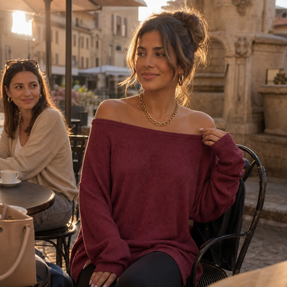 Tunessa – Side-Slit Off-Shoulder Tunic Blouse