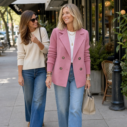 Doublene – Knit-Sleeve Double-Breasted Blazer