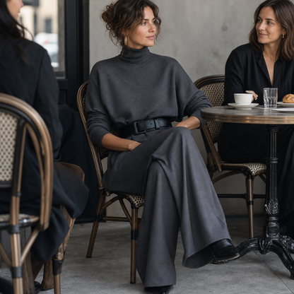 Beltara – High-Waist Turtleneck And Trouser Set With Belt