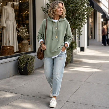 Layerlyn – Layered Two-Tone Hem Hoodie
