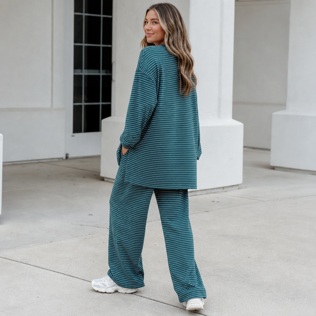 Stripella – Striped Pullover And Wide-Leg Pants Set