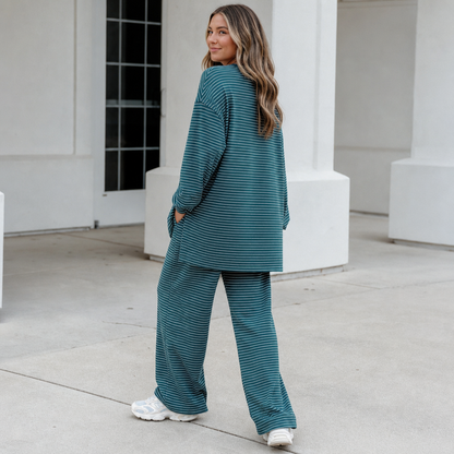 Stripella – Striped Pullover And Wide-Leg Pants Set