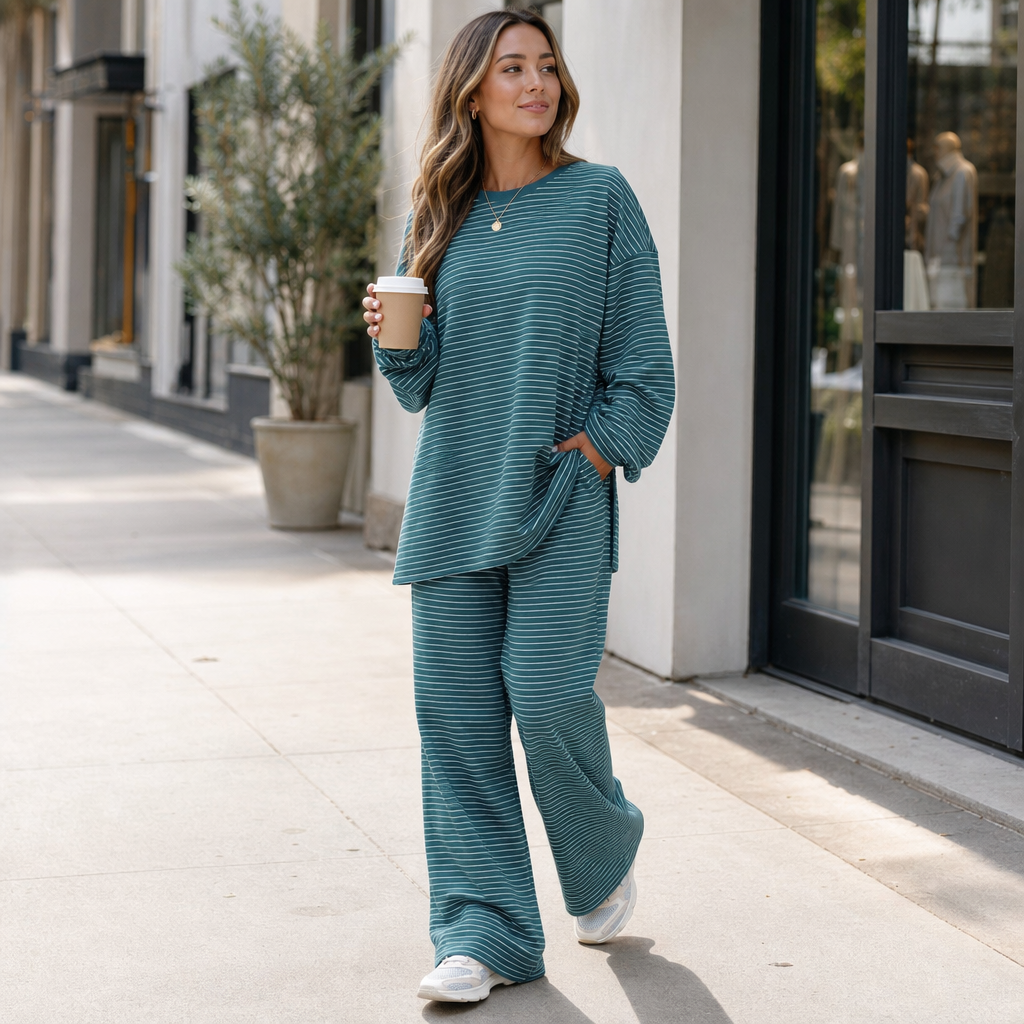 Stripella – Striped Pullover And Wide-Leg Pants Set