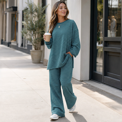 Stripella – Striped Pullover And Wide-Leg Pants Set