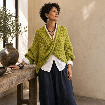 Crossovera – Chunky Knit Crossover V-Neck Sweater
