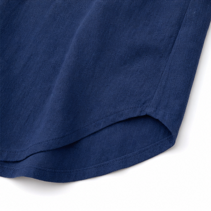 Woodelle – Relaxed V-Neck Blouse with Wood-like Buttons for Women