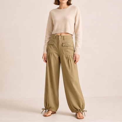 Barrelune – Tie-Hem Curved Barrel Leg Jeans