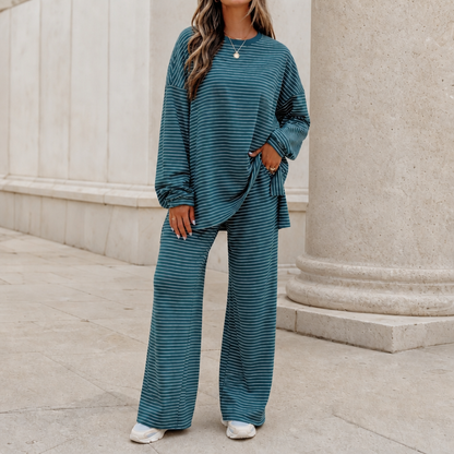 Stripella – Striped Pullover And Wide-Leg Pants Set